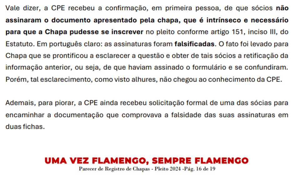 Parecer Comissão Permanente Eleitoral Flamengo