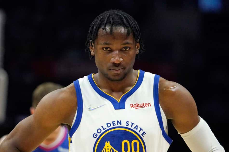 Jonathan Kuminga, do Golden State Warriors, em jogo contra o Los Angeles Clippers na NBA0 (Foto: AP Photo/Mark J. Terrill)