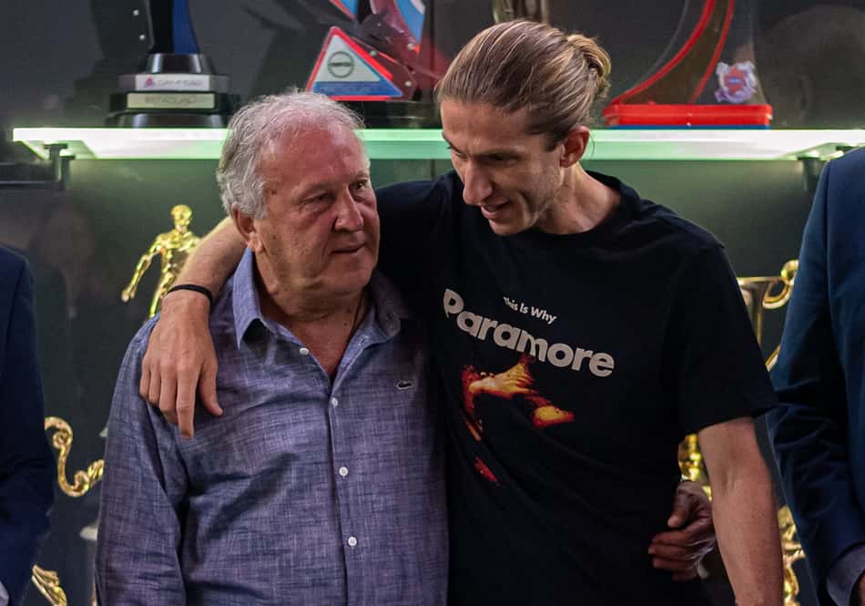 Zico e Filipe Luís, ídolos do Flamengo (Foto: Paula Reis / Flamengo)