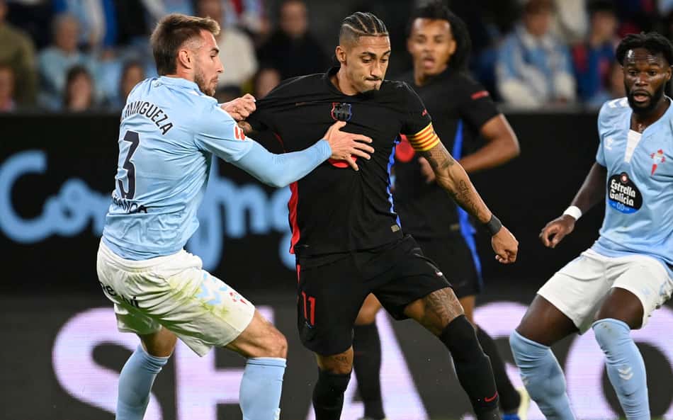 Raphinha marca, mas Barcelona cede empate ao Celta de Vigo