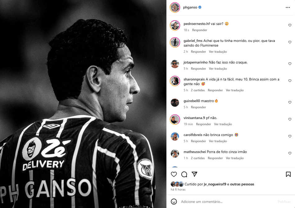 Postagem de Ganso, do Fluminense, no Instagram