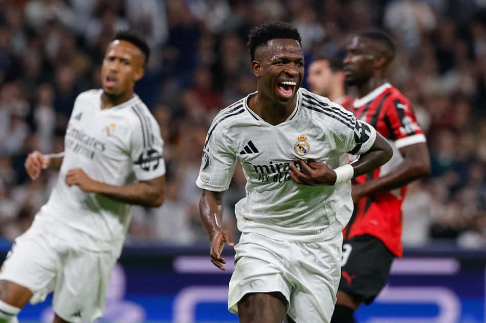 Vini Jr em Real Madrid x Milan