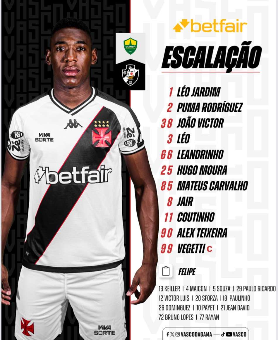 Cuiabá x Vasco - Escalação