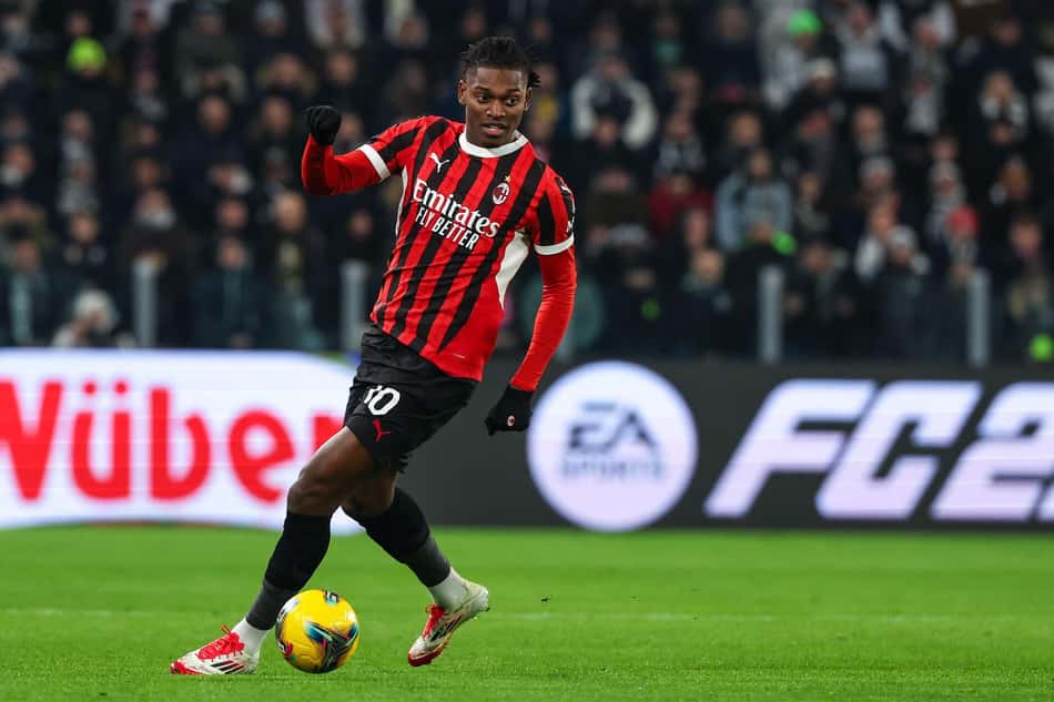 Turin, Italy. 18th Jan, 2025. Rafael Leao of AC Milan seen in action during Serie A 2024/25 football match between Juventus FC and AC Milan at Allianz Stadium. Final score; Juventus 2:0 Milan (Photo by Fabrizio Carabelli/SOPA Images/Sipa USA) Credit: Sipa