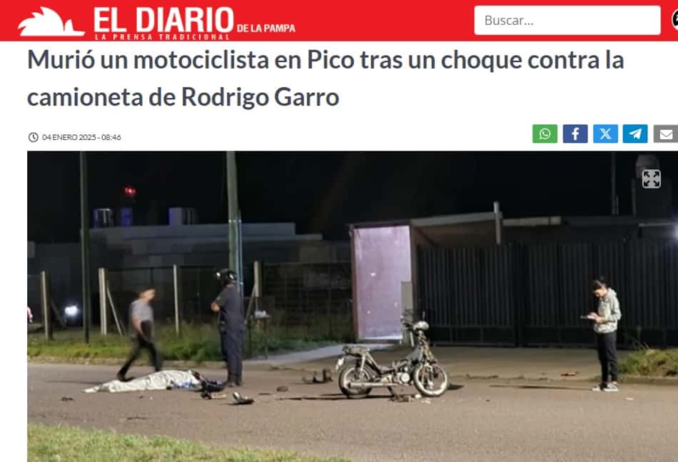Print site argentino Garro atropela motociclista