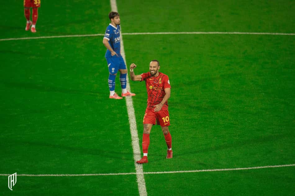Aubameyang comemora gol sobre o Al-hilal (Foto: Reprodução)