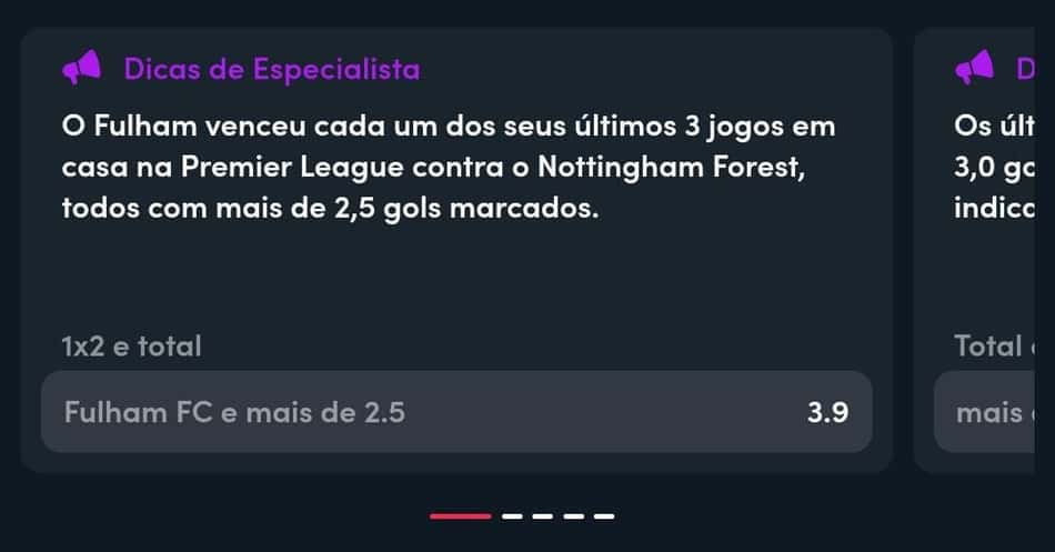 Captura de tela da função "Dicas do Especialista" da Blaze
