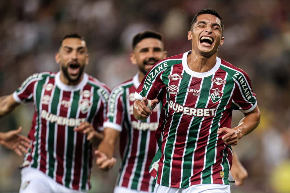 Kevin Serna comemora gol marcado pelo Fluminense sobre o Bangu, pelo Campeonato Carioca