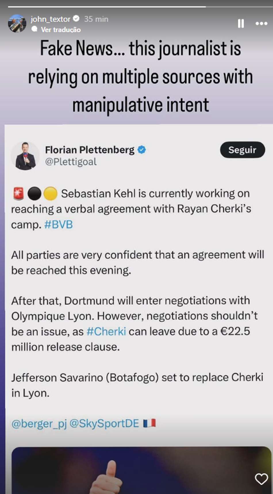 Postagem de John Textor