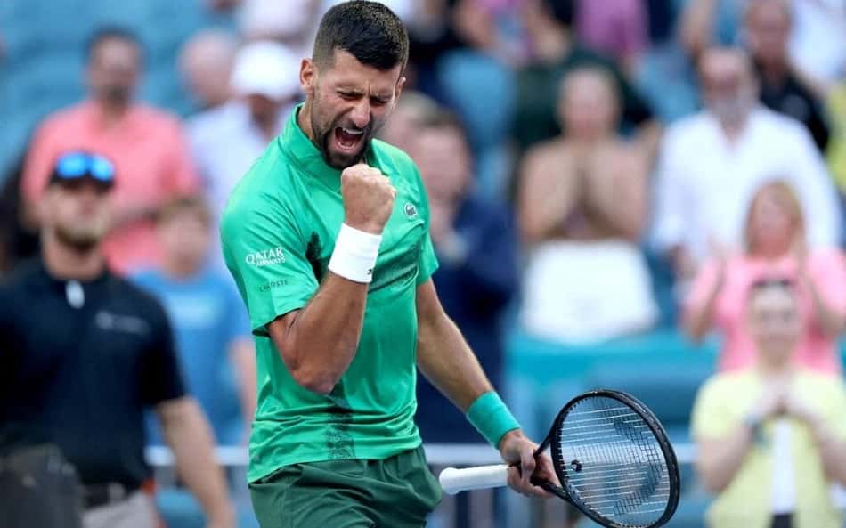 Com Messi na plateia, Djokovic fica a uma vitória do hepta em Miami