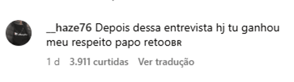 Comentário na rede social de Raphinha
