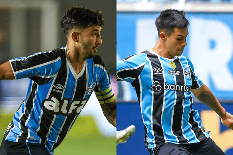 Villasanti e Aravena em jogos do Grêmio (Fotos: Lucas uebel/Grêmio FBPA)