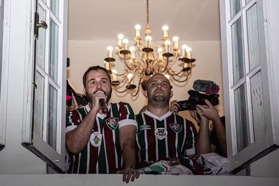 Mario Bittencourt e Matheus Montenegro na reeleição do Fluminense. (Foto: Marcelo Gonçalves/FFC)
