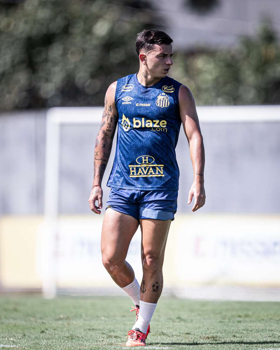 Barreal deve ganhar uma chance no time titular de Pedro Caixinha no duelo do Santos contra o Bahia. (Foto: Raul Baretta/ Santos FC)