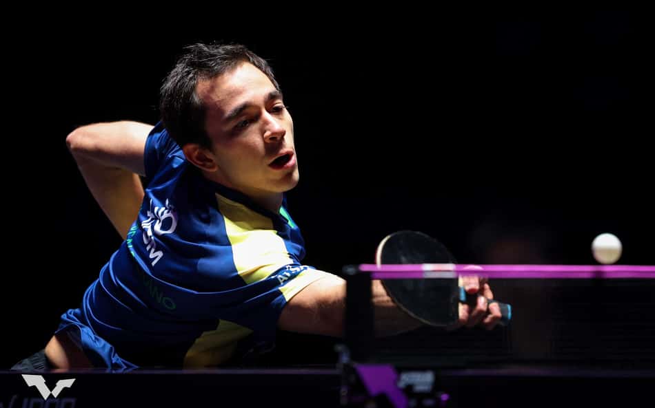 Hugo Calderano perde para chinês e é eliminado do WTT Champions
