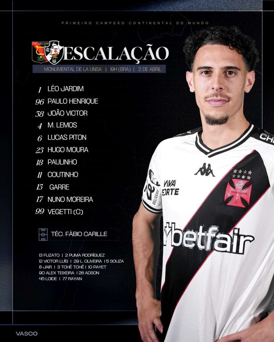 Melgar x Vasco - Escalação