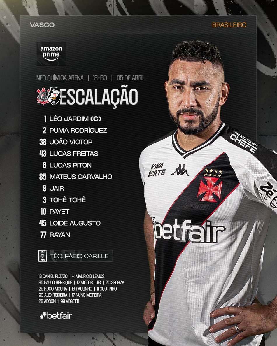 Corinthians x Vasco - escalação