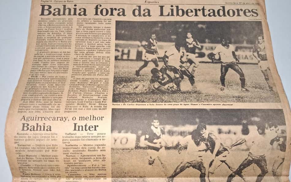 Como foram os confrontos de Bahia e Internacional em 1989