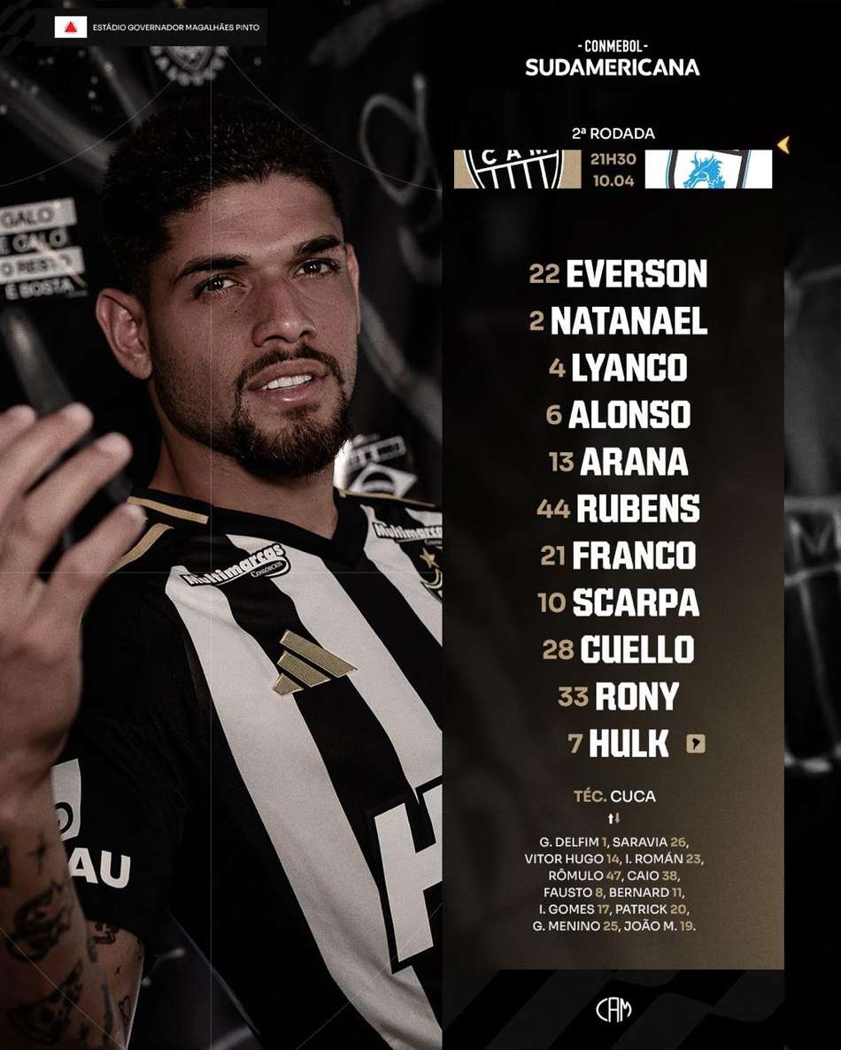 Escalação do Atlético-MG (Foto: Reprodução / Atlético)