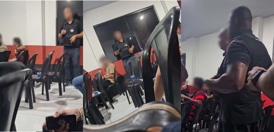 Seguranças presentes na reunião do Conselho Deliberativo do Vitória Foto: Divulgação / Frente Popular
