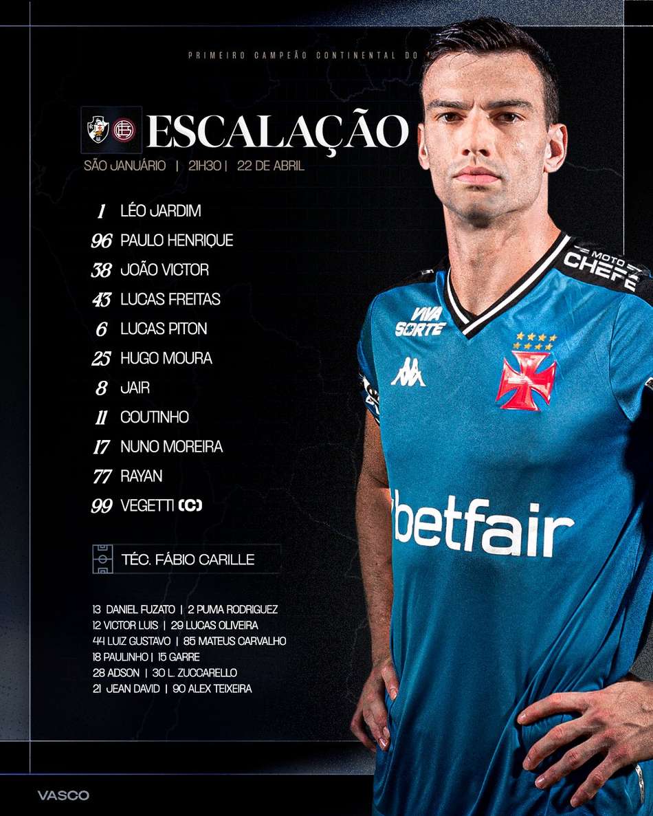 Vasco x Lanús - escalação