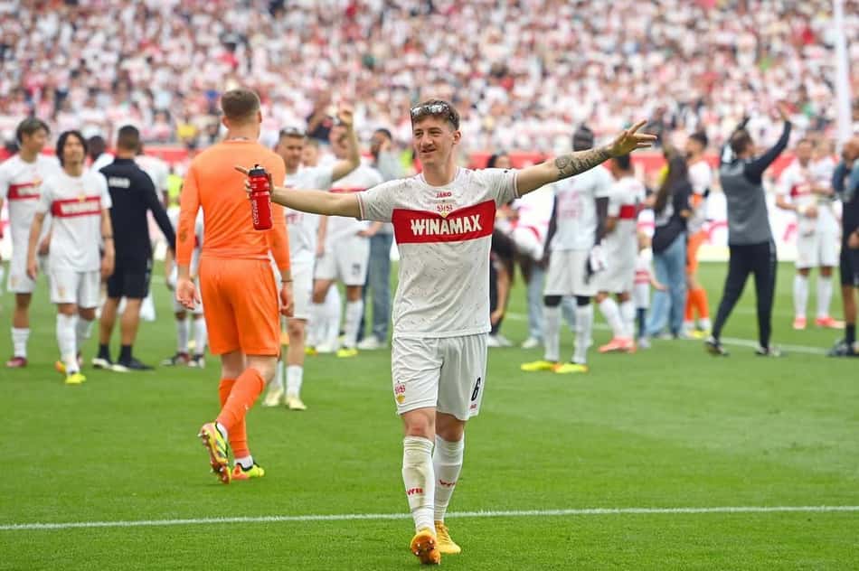 Angelo Stiller em ação pelo Stuttgart, da Alemanha (Foto: Reprodução/Instagram)