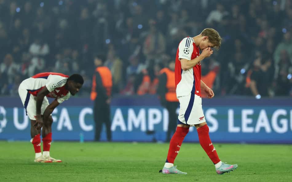 Odegaard na eliminação do Arsenal na Champions League (Foto: Thomas Samson/AFP)