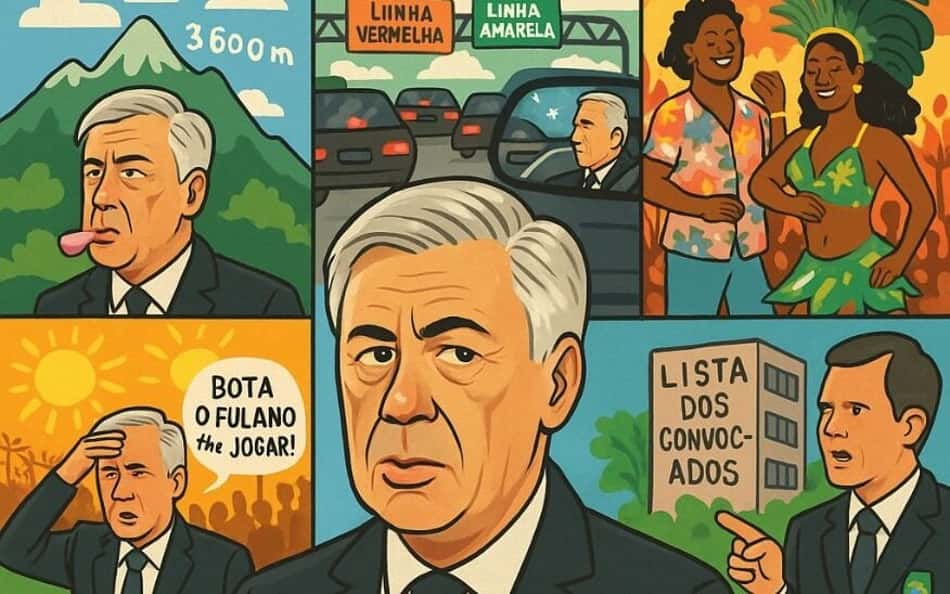 Ancelotti à Brasileira: do terno europeu ao samba na Apoteose