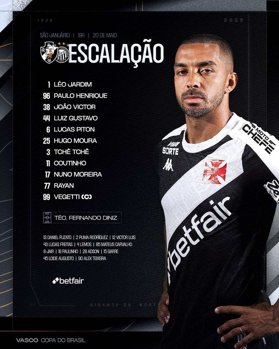 Vasco x Operário - escalação