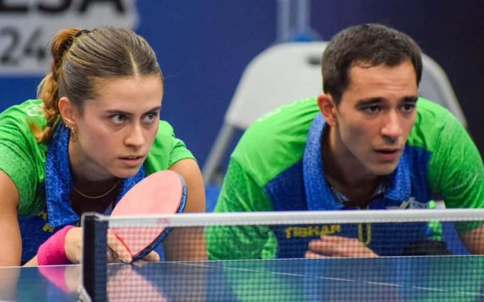 Calderano e Bruna Takahashi vencem nas duplas mistas no Mundial de Tênis de Mesa