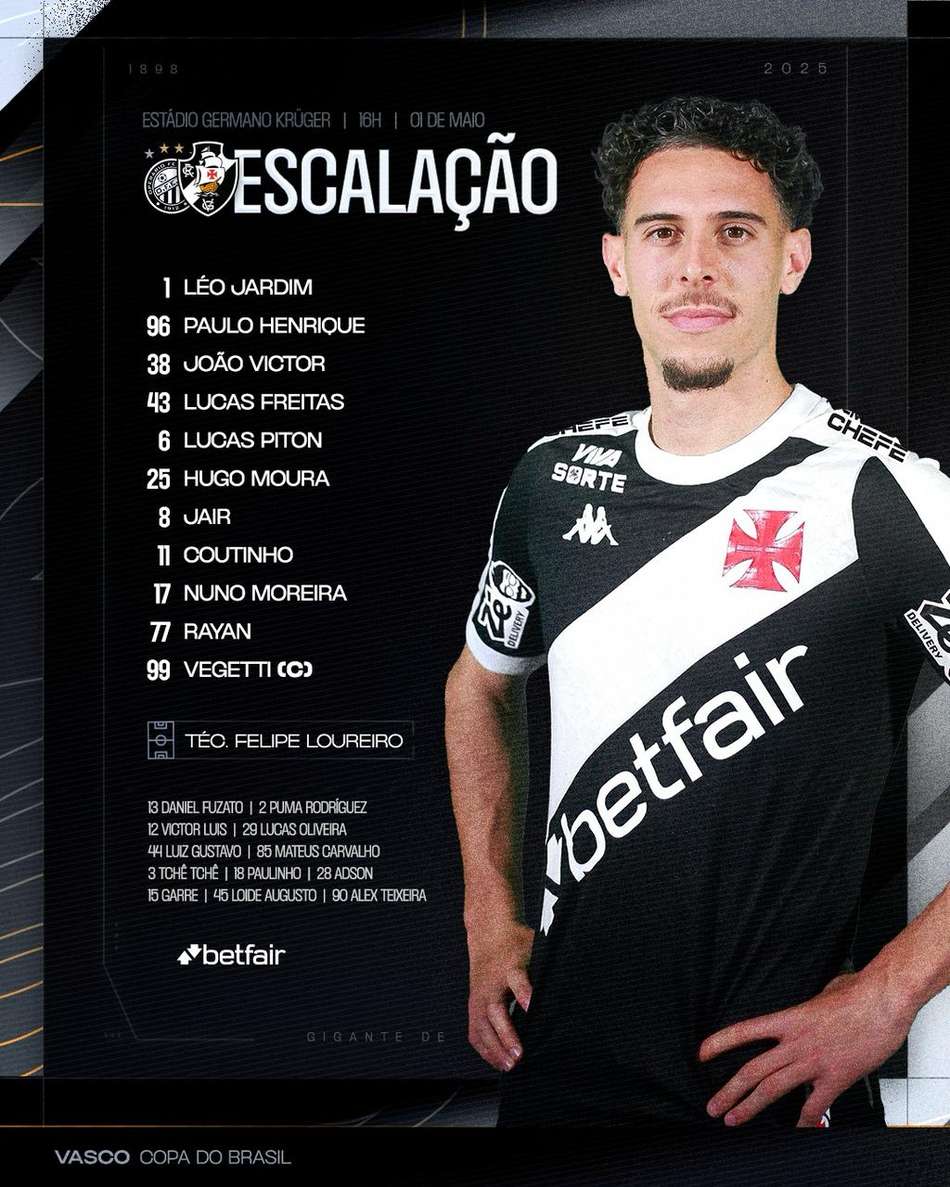 Operário x Vasco - escalação