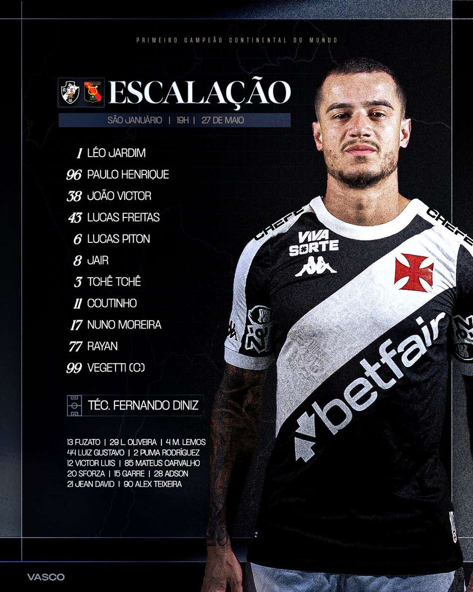 Vasco x Melgar - escalação