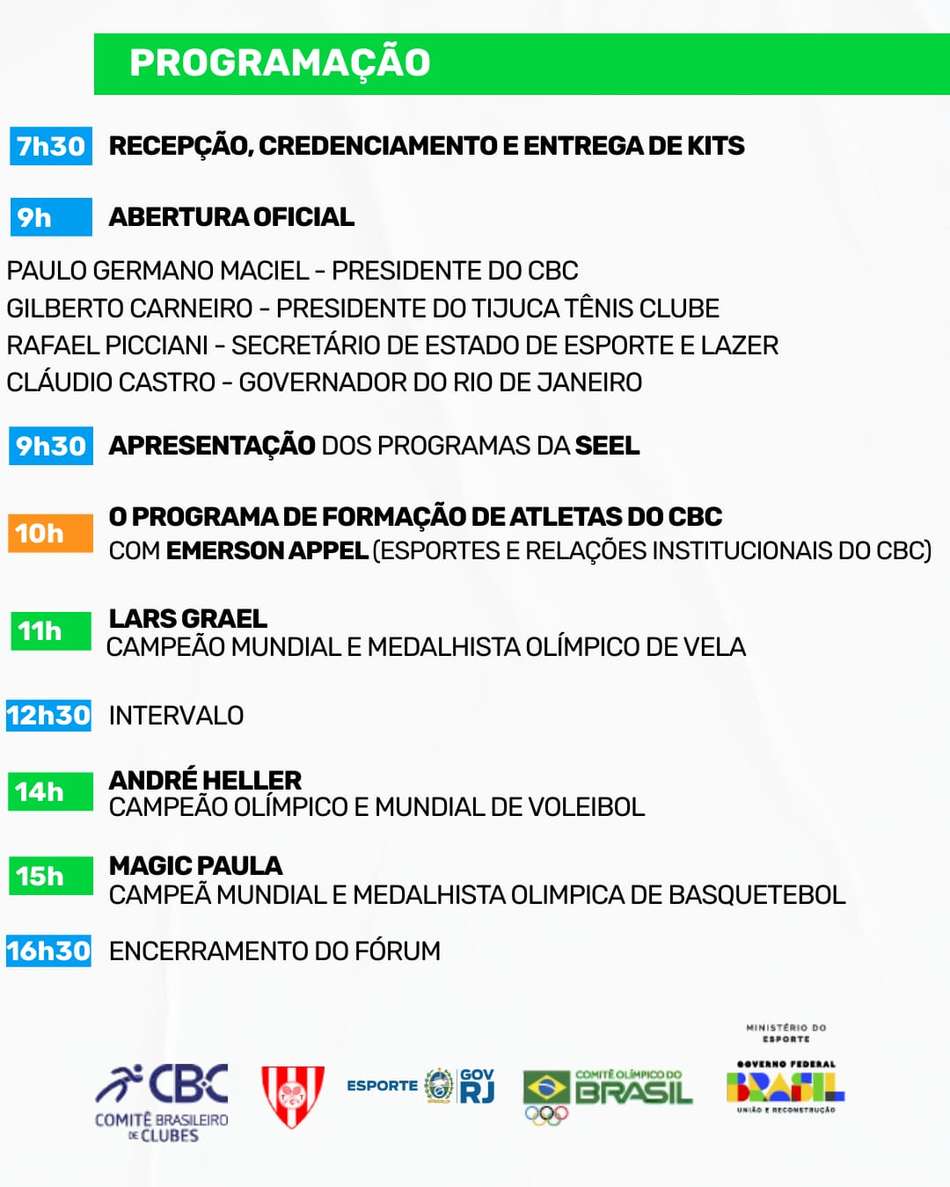 Programação do Fórum de Formação Esportiva