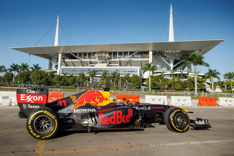 Red Bull Racing's RB7 drives during Race To Miami in Miami, Florida, USA in December, 2021. // Chris Tedesco / Red Bull Content Pool // SI202204040015 // Usage for editorial use only //