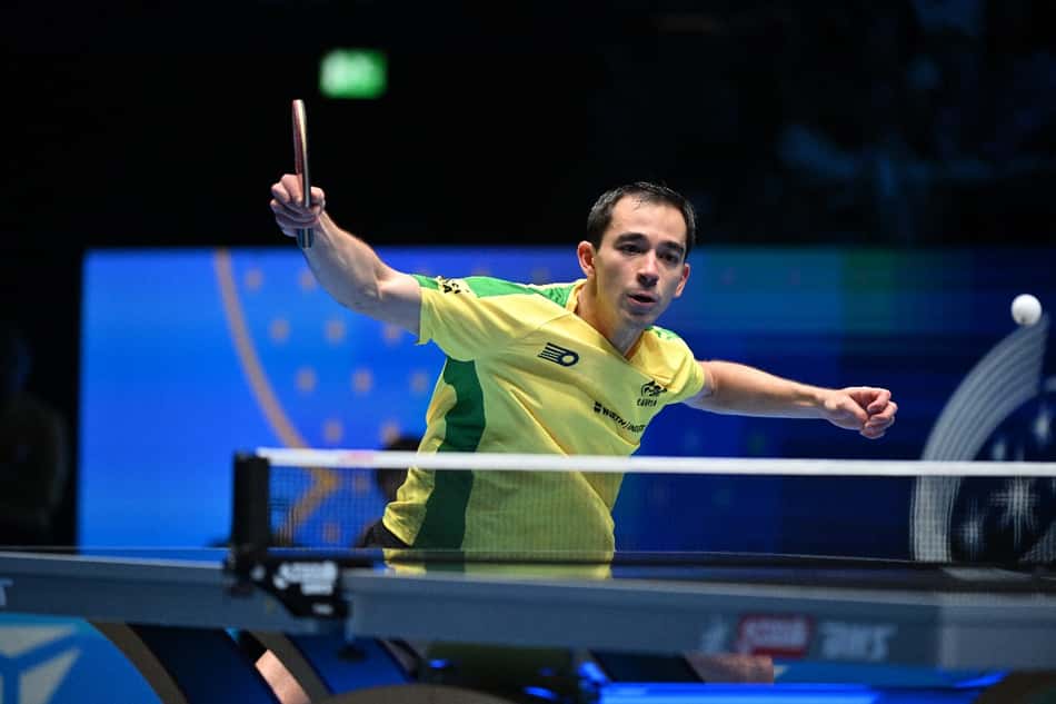 Hugo Calderano bateu os três melhores do ranking na conquista da Copa do Mundo da modalidade. (Foto: Divulgação/ ITTF)