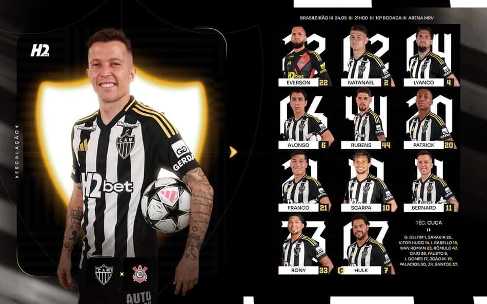 Atlético-MG x Corinthians: Cuca escala setor ofensivo modificado