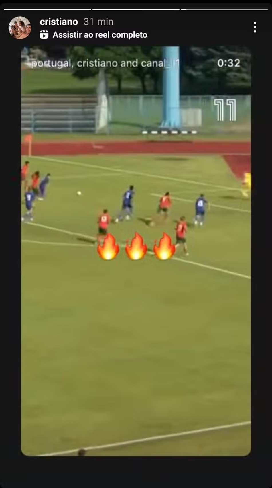 CR7 comemorando gol e título do filho por Portugal