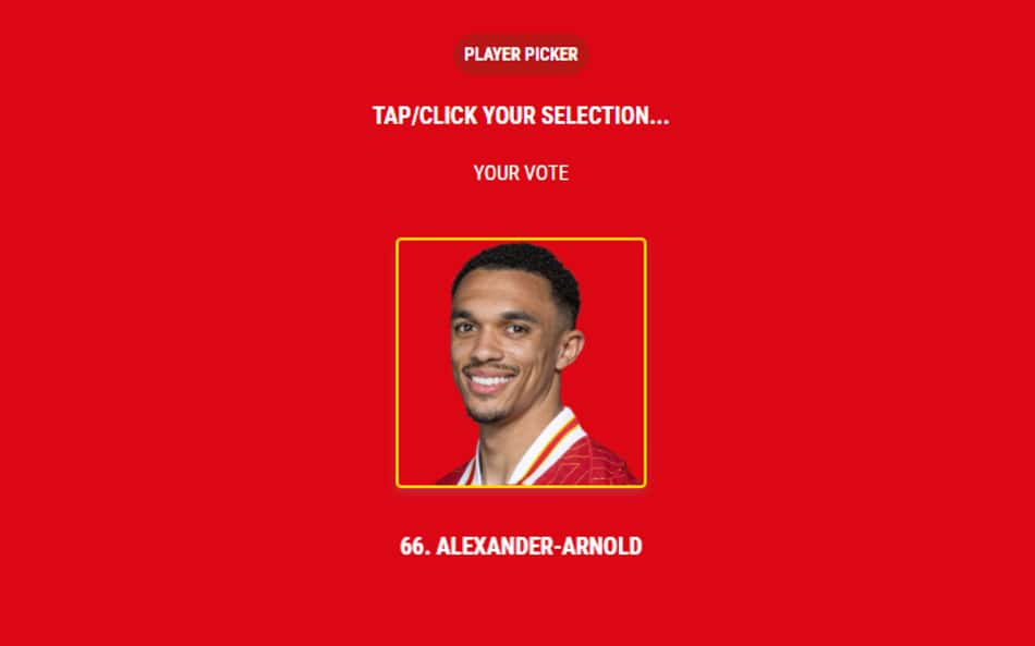 Trent Alexander-Arnold na votação de melhor jogador do Liverpool na temporada