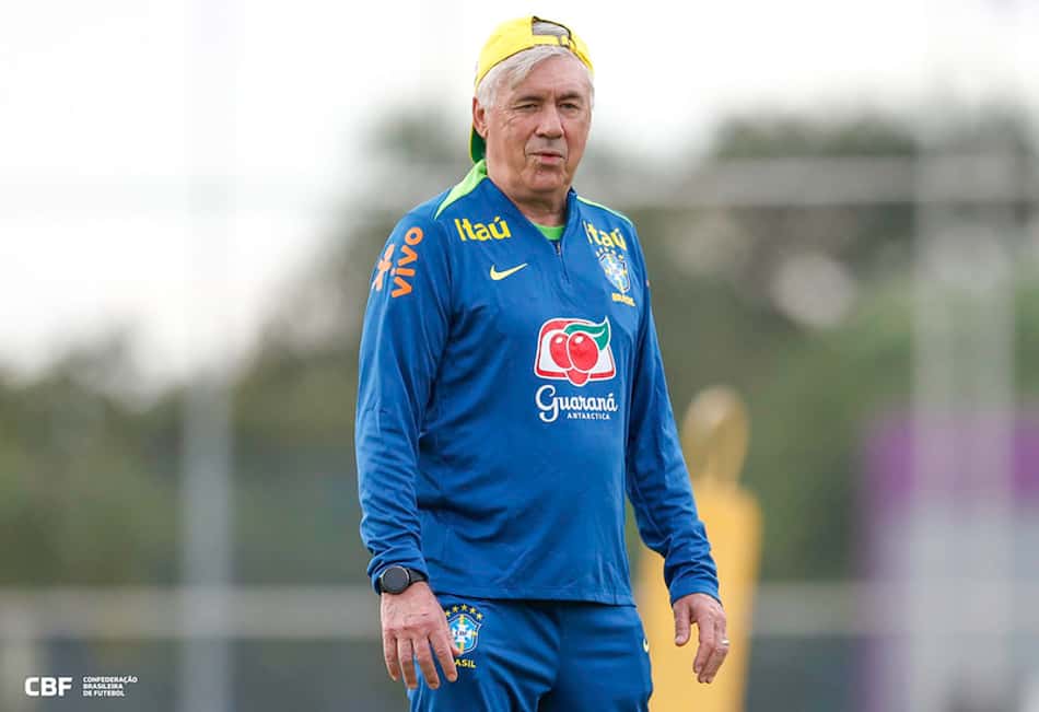 Carlo Ancelotti encerra primeira semana completa de treinos à frente da Seleção Brasileira, no CT Joaquim Grava. (Foto: Rafael Ribeiro/ CBF)