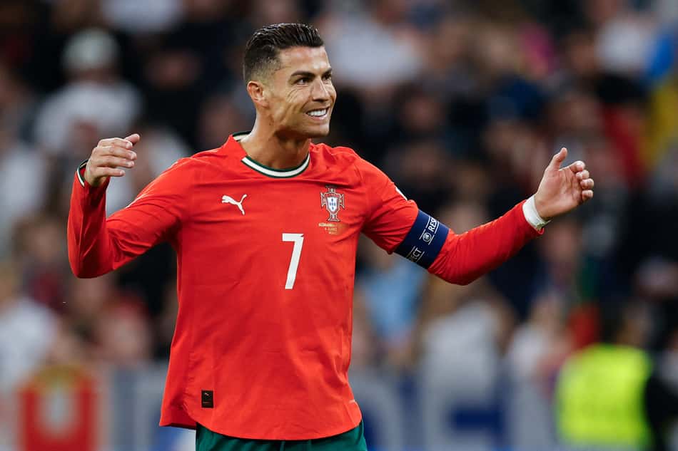 Cristiano Ronaldo comemora gol em Alemanha x Portugal pela Nations League. (Foto: Alexandra Beier/AFP)
