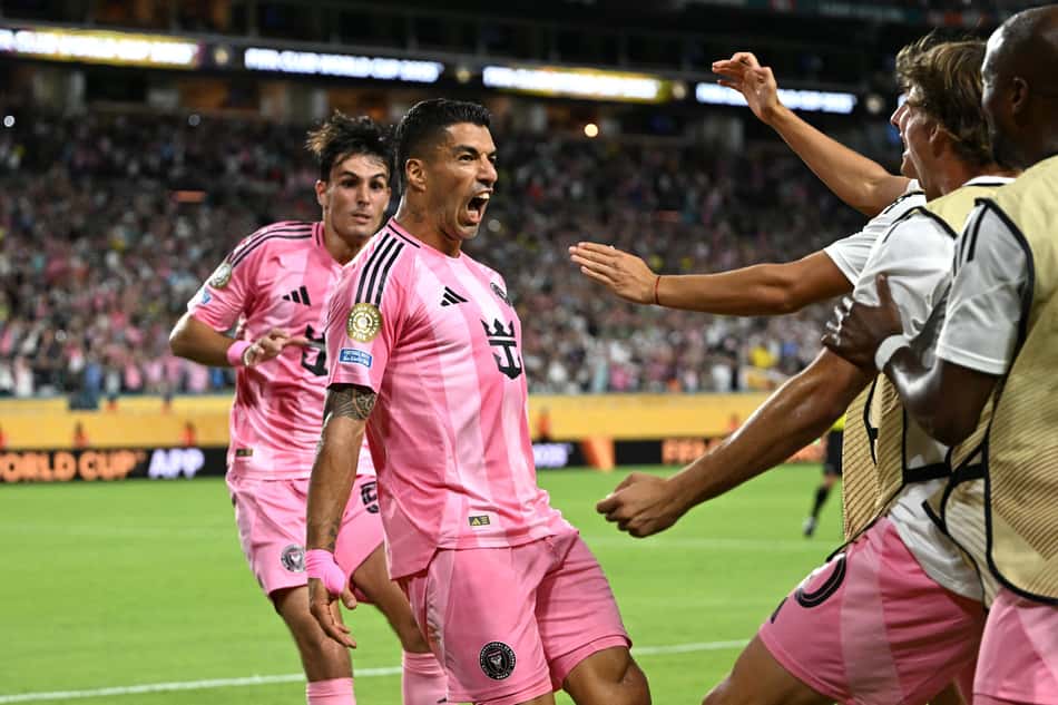 Suárez comemora gol do Inter Miami contra o Palmeiras (Foto: Patrícia de Melo / AFP)