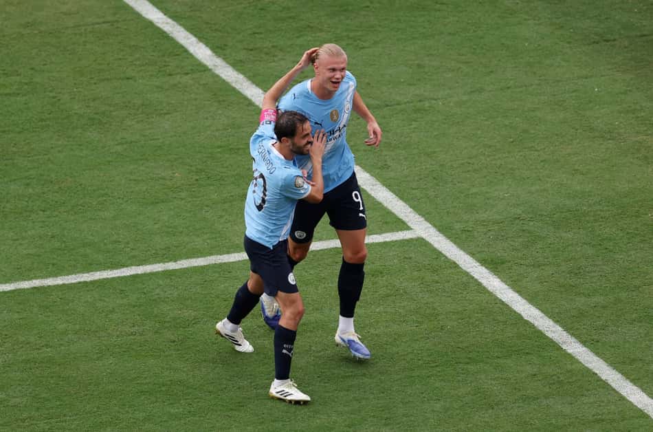 Haaland comemora gol contra a Juventus (Foto: Megan Briggs / GETTY IMAGES NORTH AMERICA / Getty Images via AFP)