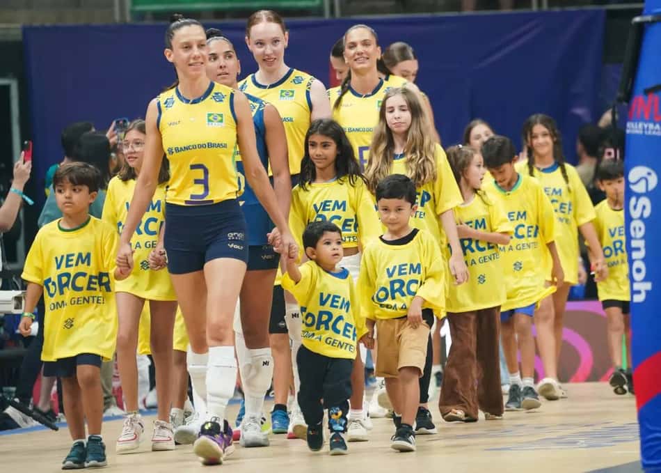 Brasil x Alemanha na VNL feminina (foto: divulgação CBV)