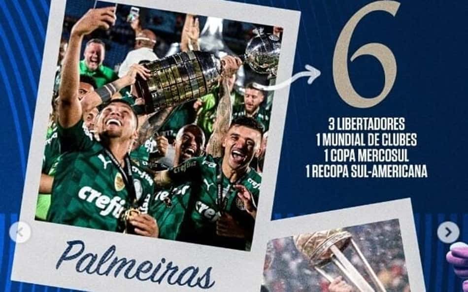 Porto exalta título Mundial do Palmeiras em publicação nas redes sociais. (Foto: Divulgação/ Palmeiras)