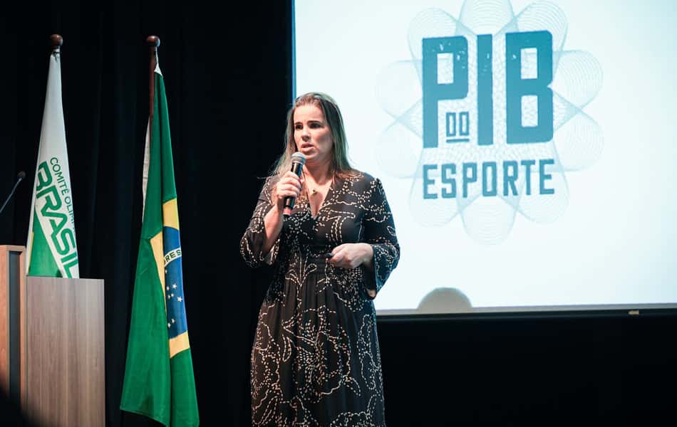 Fabiana Bentes, presidente da Sou do Esporte, durante apresentação do PIB do Esporte Brasileiro (COB/Divulgação)