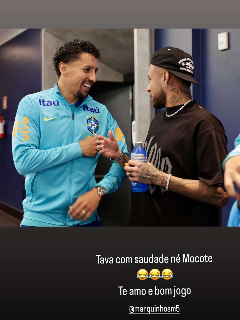 Neymar manda recado a Marquinhos antes do jogo da Seleção Brasileira