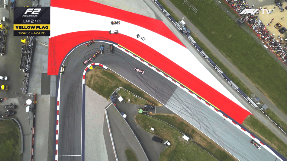 Acidente causa capotamento no GP da Áustria da Fórmula 2 (Foto: Reprodução / F1TV)