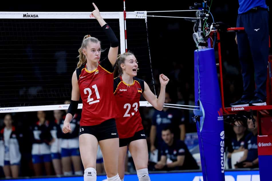 Alemanha e Sérvia na segunda semana da VNL (Foto: Divulgação / VNL)