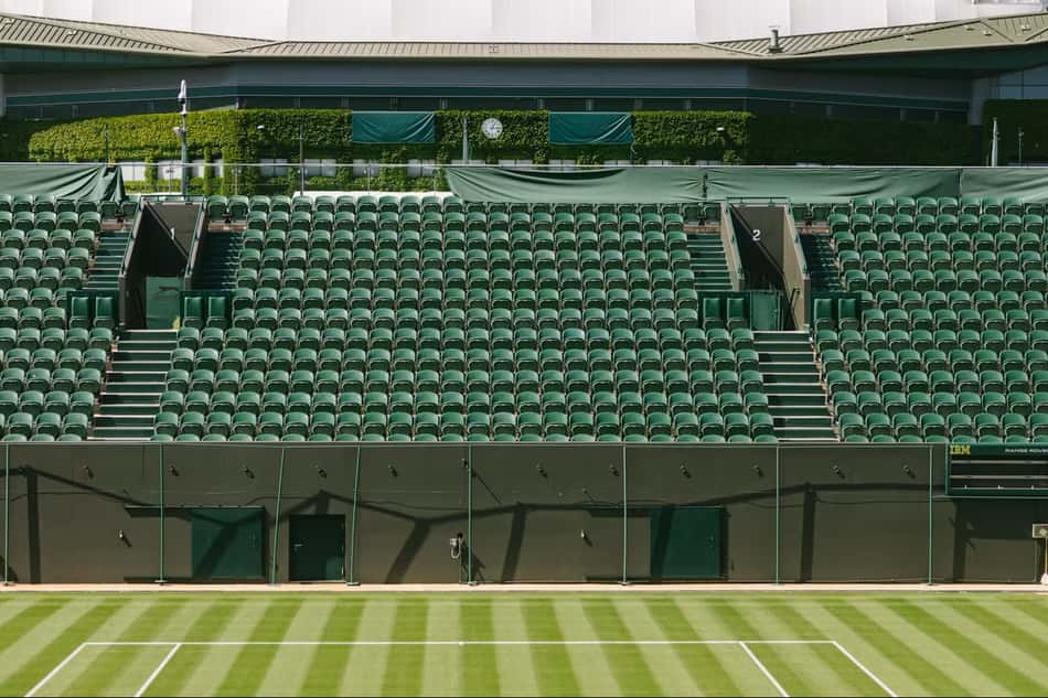 Detalhe da arquibancada de uma das quadras de Wimbledon