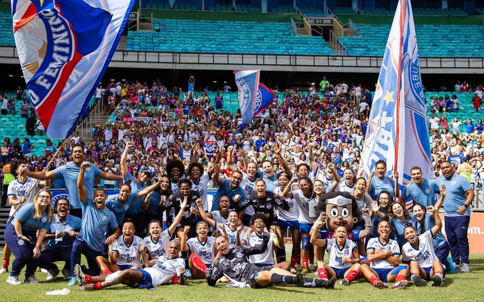 Bahia comemora classificação no Brasileirão feminino. (Letícia Martins/EC Bahia)